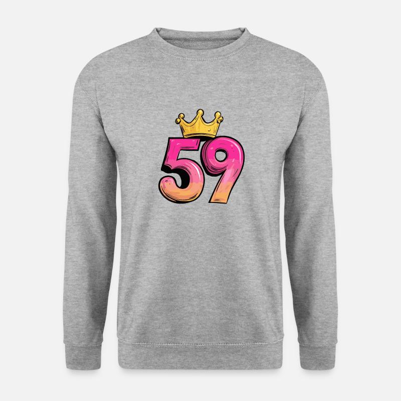 59 Zahl Krone - Unisex Pullover - Weißgrau meliert