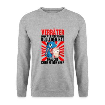 Abschiedsgeschenk Jobwechsel Kollege - Unisex Pullover - Weißgrau meliert - Vorne - Alina (178cm) & Michal (187cm)