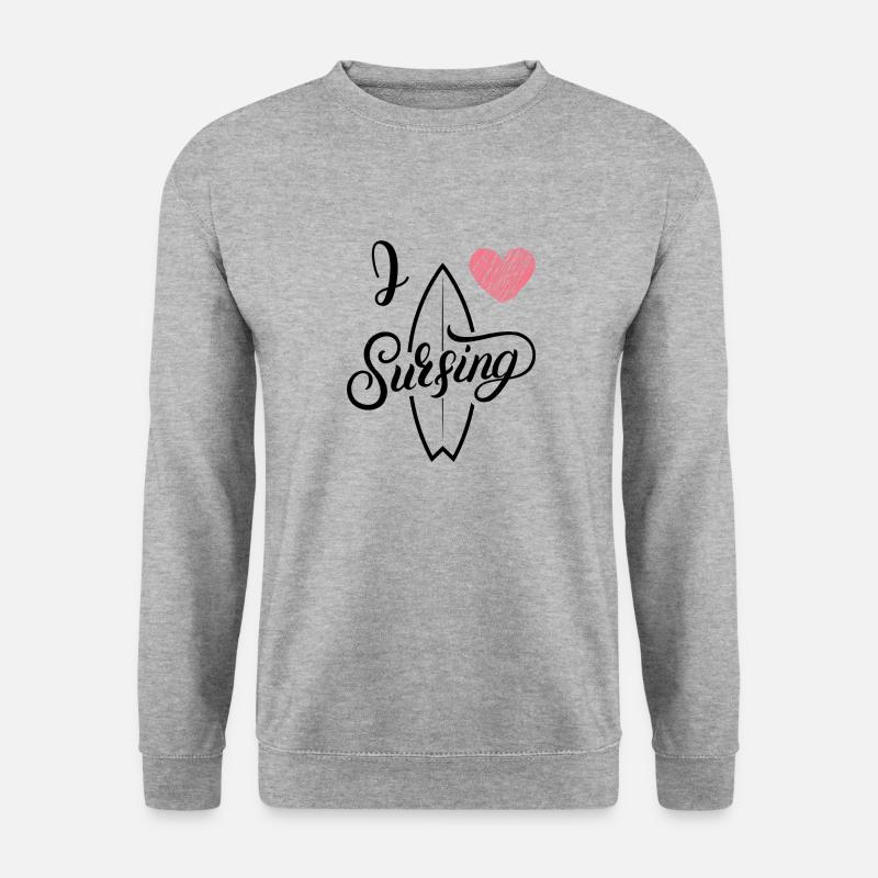 I love surfing - Unisex Pullover - Weißgrau meliert