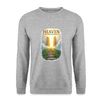Heaven Is for Those Who Know God - Unisex Sweatshirt - salt & pepper - Front - Alina (178cm) & Michal (187cm)