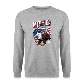 Chat patriotique Meowica et aigle 4 juillet chat - Sweat-shirt Unisexe - gris chiné - Devant - Alina (178cm) & Michal (187cm)