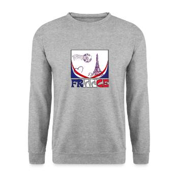 France Parisian Dream-Vintage France -stamp eiffel - Unisex Pullover - Weißgrau meliert - Vorne - Alina (178cm) & Michal (187cm)