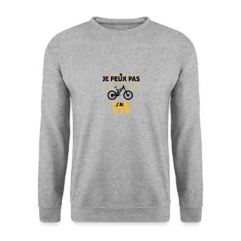Je Peux Pas J'ai VTT - Sweat-shirt Unisexe - gris chiné - Devant - Alina (178cm) & Michal (187cm)