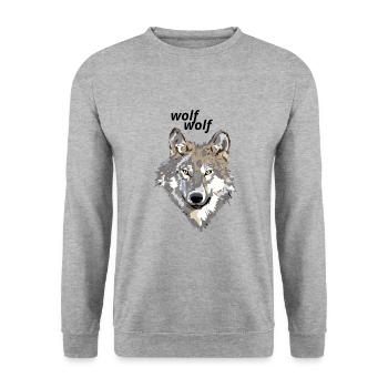 Wolf - Unisex Sweatshirt - salt & pepper - Front - Alina (178cm) & Michal (187cm)