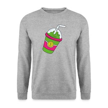 Bitcoin Ethereum Kryptowährungen Shake - Unisex Pullover - Weißgrau meliert - Vorne - Alina (178cm) & Michal (187cm)