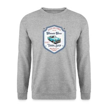 Classic Cars - Unisex Pullover - Weißgrau meliert - Vorne - Alina (178cm) & Michal (187cm)