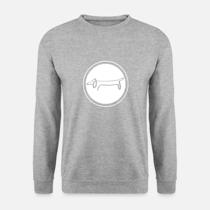 Liniendackel im Kreis One Line Teckel in a Circle - Unisex Pullover - Weißgrau meliert