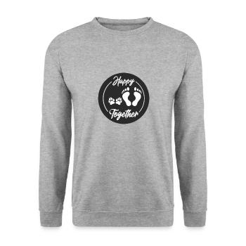 Happy Together Hund best friend - Unisex Pullover - Weißgrau meliert - Vorne - Alina (178cm) & Michal (187cm)