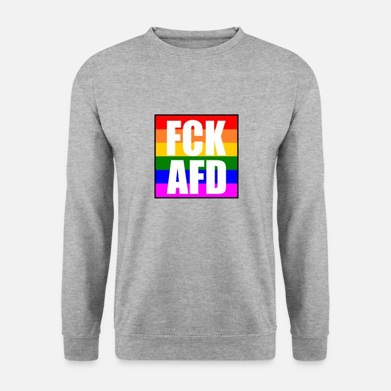 Fck afd - Unisex Pullover - Weißgrau meliert