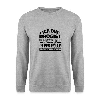 Drogist Geschenk lustig Himmel Hölle - Unisex Pullover - Weißgrau meliert - Vorne - Alina (178cm) & Michal (187cm)