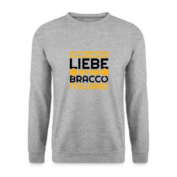 Bracco Italiano Geschenke lustig - Unisex Pullover - Weißgrau meliert - Vorne - Alina (178cm) & Michal (187cm)