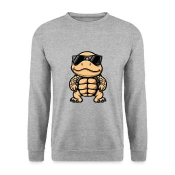 Schildkröte Cool Comic - Unisex Pullover - Weißgrau meliert - Vorne - Alina (178cm) & Michal (187cm)