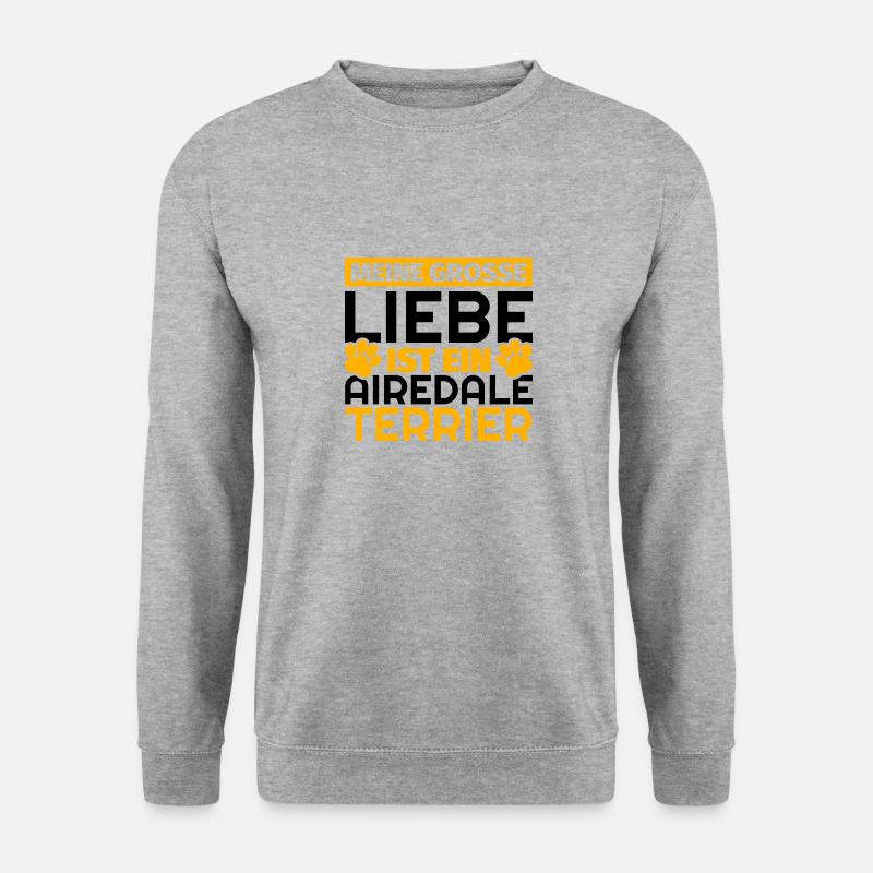 Airedale-Terrier Geschenke lustig - Unisex Pullover - Weißgrau meliert