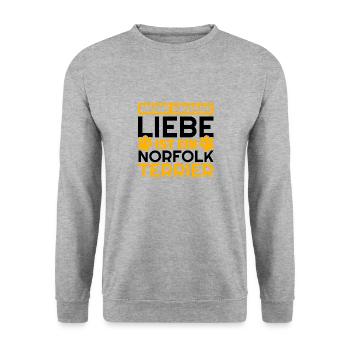 Norfolk-Terrier Geschenke lustig - Unisex Pullover - Weißgrau meliert - Vorne - Alina (178cm) & Michal (187cm)