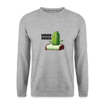 gurken morgen - Unisex Pullover - Weißgrau meliert - Vorne - Alina (178cm) & Michal (187cm)