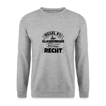 Glasreiniger Geschenke – Hat immer Recht - Unisex Pullover - Weißgrau meliert - Vorne - Alina (178cm) & Michal (187cm)