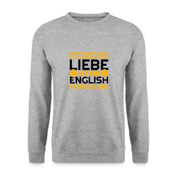 English Foxhound Geschenke lustig - Unisex Pullover - Weißgrau meliert - Vorne - Alina (178cm) & Michal (187cm)