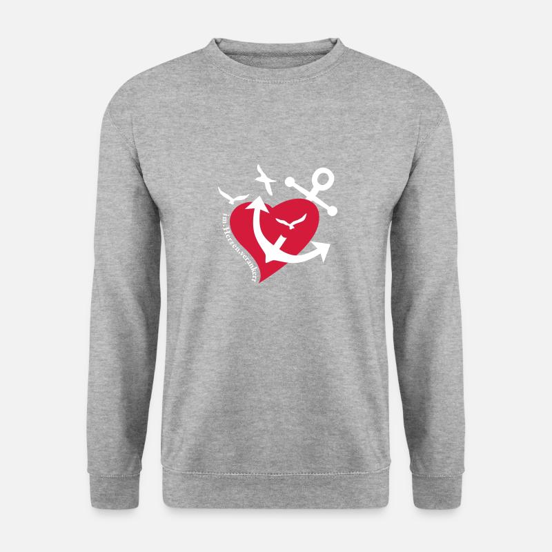 Im Herzen verankert - Unisex Pullover - Weißgrau meliert