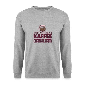 Ich brauche nur Kaffee und Limnologie - Unisex Pullover - Weißgrau meliert - Vorne - Alina (178cm) & Michal (187cm)