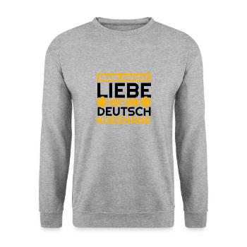 Deutsch Kurzhaar Geschenke lustig - Unisex Pullover - Weißgrau meliert - Vorne - Alina (178cm) & Michal (187cm)