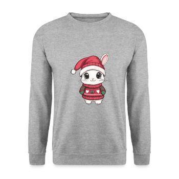 Hase Weihnachten Comic - Unisex Pullover - Weißgrau meliert - Vorne - Alina (178cm) & Michal (187cm)