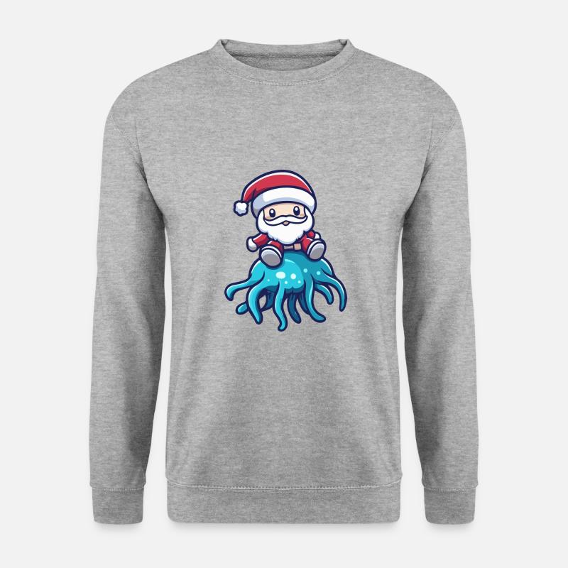Qualle Weihnachtsmann - Unisex Pullover - Weißgrau meliert