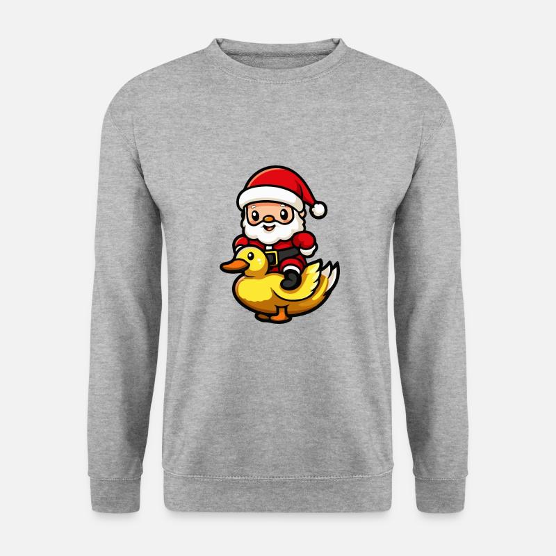 Ente Weihnachtsmann - Unisex Pullover - Weißgrau meliert