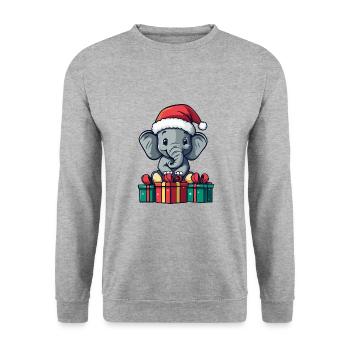 Cadeaux de Noël éléphant - Sweat-shirt Unisexe - gris chiné - Devant - Alina (178cm) & Michal (187cm)