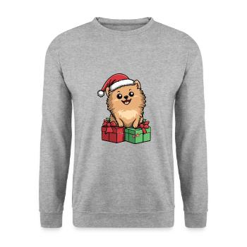 Cadeaux de Noël pour chien de Poméranie - Sweat-shirt Unisexe - gris chiné - Devant - Alina (178cm) & Michal (187cm)