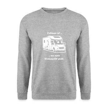 Zuhause ist wo mein Wohnmobil steht. - Unisex Pullover - Weißgrau meliert - Vorne - Alina (178cm) & Michal (187cm)