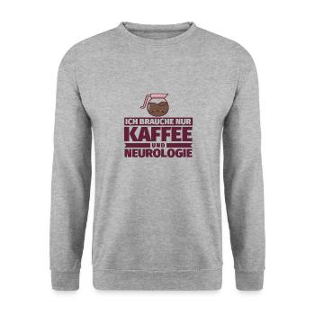 Ich brauche nur Kaffee und Neurologie - Unisex Pullover - Weißgrau meliert - Vorne - Alina (178cm) & Michal (187cm)