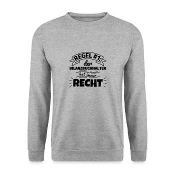Bilanzbuchhalter Geschenke – Hat immer Recht - Unisex Pullover - Weißgrau meliert - Vorne - Alina (178cm) & Michal (187cm)