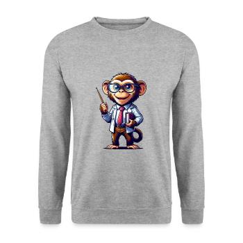 Cute Monkey Teacher - Unisex Sweatshirt - salt & pepper - Front - Alina (178cm) & Michal (187cm)