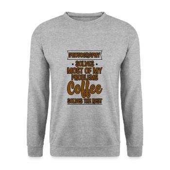 Photography Solves Most Of My Problems 2 - Unisex Sweatshirt - salt & pepper - Front - Alina (178cm) & Michal (187cm)