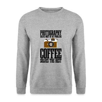 Photography Solves Most Of My Problems 4 - Unisex Sweatshirt - salt & pepper - Front - Alina (178cm) & Michal (187cm)