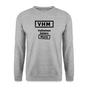 VHM – Matti droit blanc - Sweat-shirt Unisexe - gris chiné - Devant - Alina (178cm) & Michal (187cm)