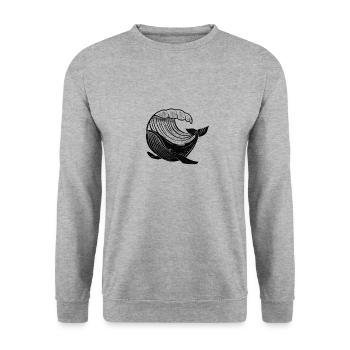 Baleine avec l’arbre - protège les océans - Sweat-shirt Unisexe - gris chiné - Devant - Alina (178cm) & Michal (187cm)