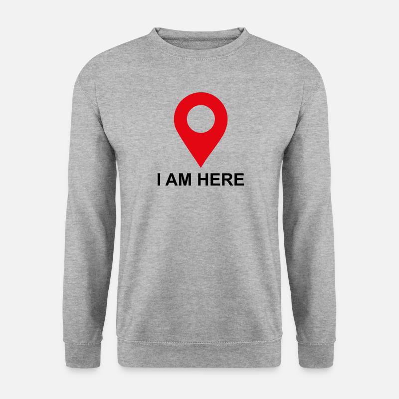 Ich bin hier - Unisex Pullover - Weißgrau meliert