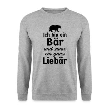 Papa Vater Bär Geschenk Vatertag lustig - Unisex Pullover - Weißgrau meliert - Vorne - Alina (178cm) & Michal (187cm)