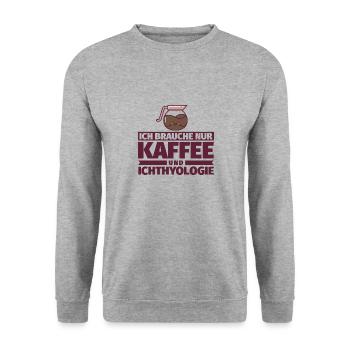 Ich brauche nur Kaffee und Ichthyologie - Unisex Pullover - Weißgrau meliert - Vorne - Alina (178cm) & Michal (187cm)