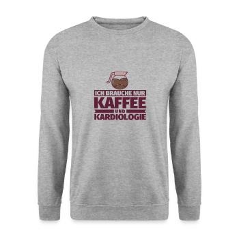 Ich brauche nur Kaffee und Kardiologie - Unisex Pullover - Weißgrau meliert - Vorne - Alina (178cm) & Michal (187cm)