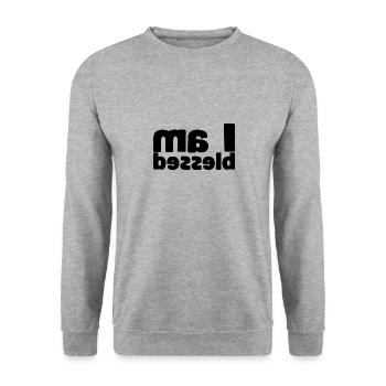 I am blessed - Unisex Pullover - Weißgrau meliert - Vorne - Alina (178cm) & Michal (187cm)