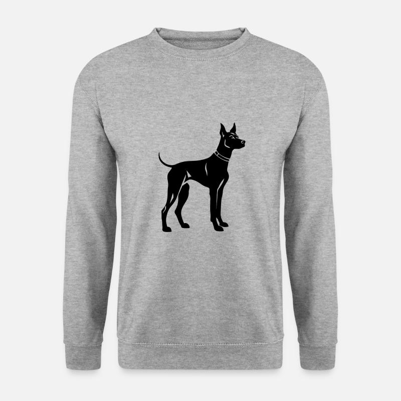 Doberman Hund - Unisex Pullover - Weißgrau meliert