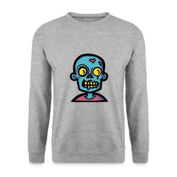Zombie Halloween Comic Gruselig - Unisex Pullover - Weißgrau meliert - Vorne - Alina (178cm) & Michal (187cm)
