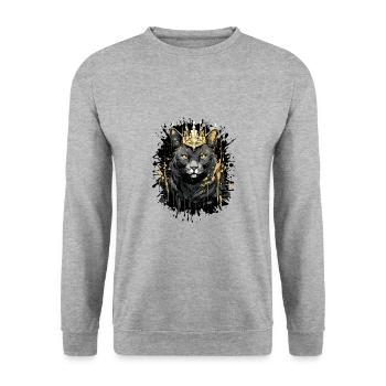 Cat Symbol Head Portrait Crown - Unisex Sweatshirt - salt & pepper - Front - Alina (178cm) & Michal (187cm)