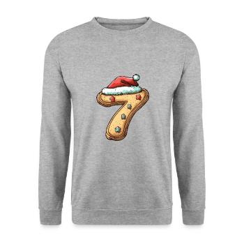 7 Numéro Noël - Sweat-shirt Unisexe - gris chiné - Devant - Alina (178cm) & Michal (187cm)