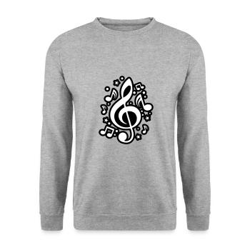 Musical Notes clef symbol musician - Unisex Sweatshirt - salt & pepper - Front - Alina (178cm) & Michal (187cm)
