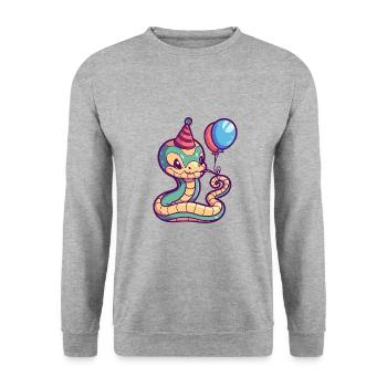 Snake Cobra Birthday Baby - Unisex Sweatshirt - salt & pepper - Front - Alina (178cm) & Michal (187cm)