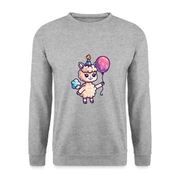 Alpaka Llama Geburtstag Baby - Unisex Pullover - Weißgrau meliert - Vorne - Alina (178cm) & Michal (187cm)