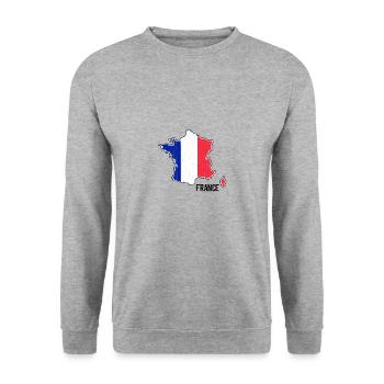 Frankreich Flagge Landkarte Umriss - Unisex Pullover - Weißgrau meliert - Vorne - Alina (178cm) & Michal (187cm)